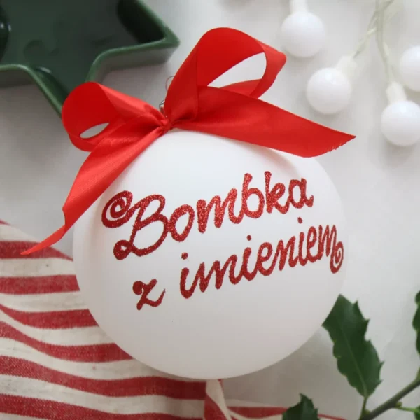 biała bombka imienna