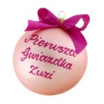 różowa bombka z dedykacją 10cm
