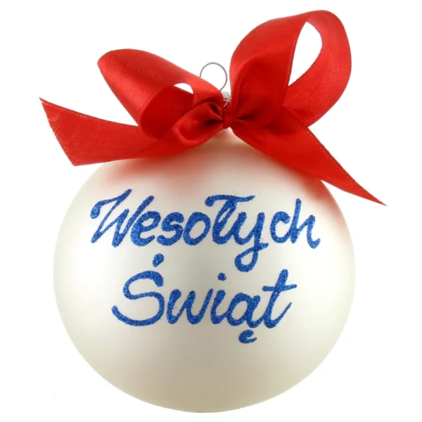 bombka z dedykacją srebrna szklana na chionkę